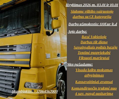 Infografika: CE kategorijos vairuotojo darbo pobūdis, maršrutai tarp Lietuvos ir Skandinavijos šalių.