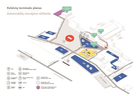 Schema, iliustruojanti keleivių paėmimo zonas Vilniaus oro uoste