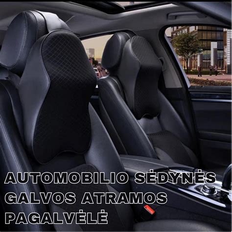 Automobilio sėdynės ir galvos atramos reguliavimo schematinis pavaizdavimas, siekiant teisingos sėdėjimo pozicijos