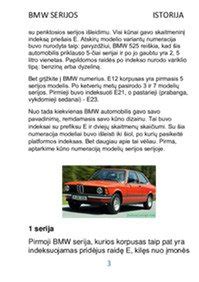 BMW E90 serijos sedano, universalo ir kupė modelių iliustracija