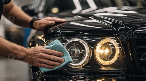 Photo of a person polishing a car headlight