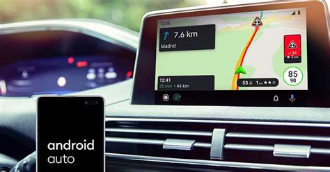 Nuotrauka, iliustruojanti Sygic integraciją su Android Auto ekrane