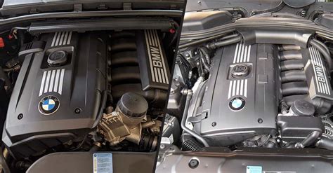 BMW N52 variklio schema su pabrėžtais pagrindiniais komponentais