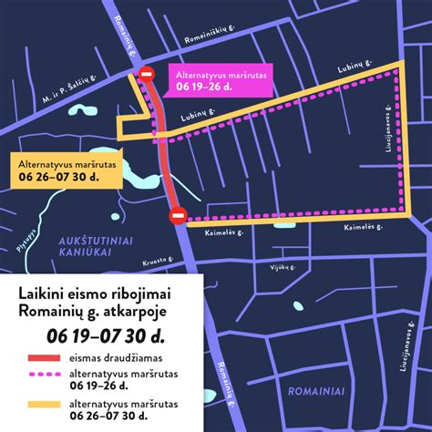 Schema: Romainių gatvės posūkis Kaune su paaiškinimu apie galimas problemas