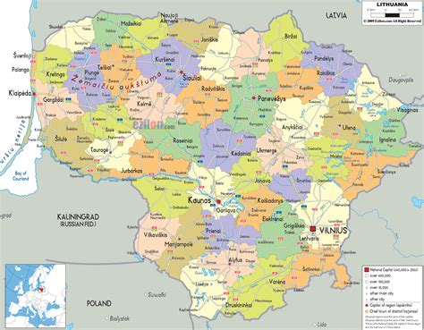 Lietuvos žemėlapis su pažymėtais 