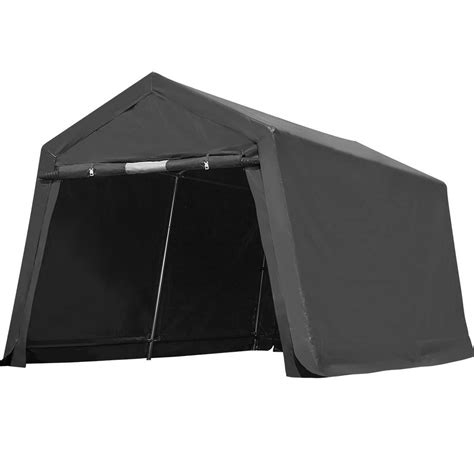 Photo of a tent garage used for storing garden equipment