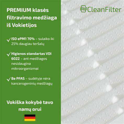 Oro filtrų kokybės skirtumų infografika (filtravimo plotas)