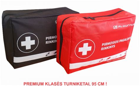 Privalomų automobilio priedų (gesintuvo, vaistinėlės, avarinio ženklo) rinkinys