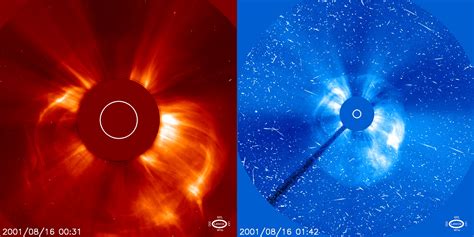 SOHO/LASCO C2 koronografo vaizdai, demonstruojantys dalinį ir pilną aureolės VMI