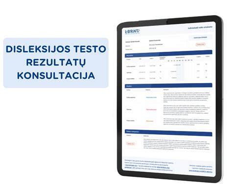 KET testo rezultatų analizės pavyzdys su nurodytomis klaidomis ir rekomendacijomis