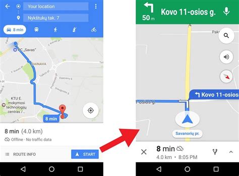 Tematinė iliustracija: išmanusis telefonas su navigacija, rodantis žemėlapį be interneto ryšio