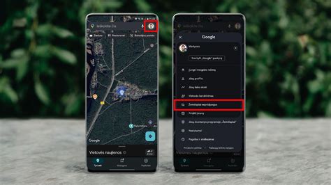 Ekrano nuotrauka: Google Maps nustatymų meniu su parinktimi 