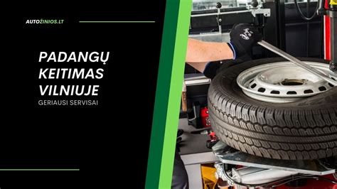 Tematinė nuotrauka, vaizduojanti platų padangų asortimentą autoservise