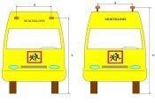 Pavyzdys: Mokyklinio autobuso ženklinimas ir oranžinės mirksinčios šviesos