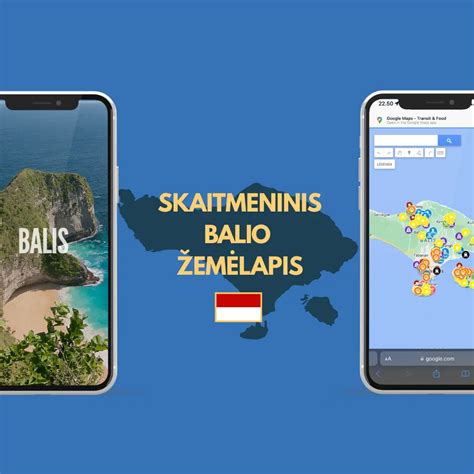 Turistinis žemėlapis su pavaizduotais Balio lankytinais objektais