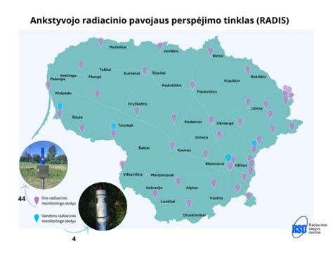 Infografika, rodanti Lietuvos radiacinio monitoringo stočių tinklą (RADIS)