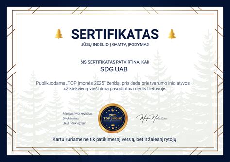 Patikimos pardavimų įmonės sertifikatai