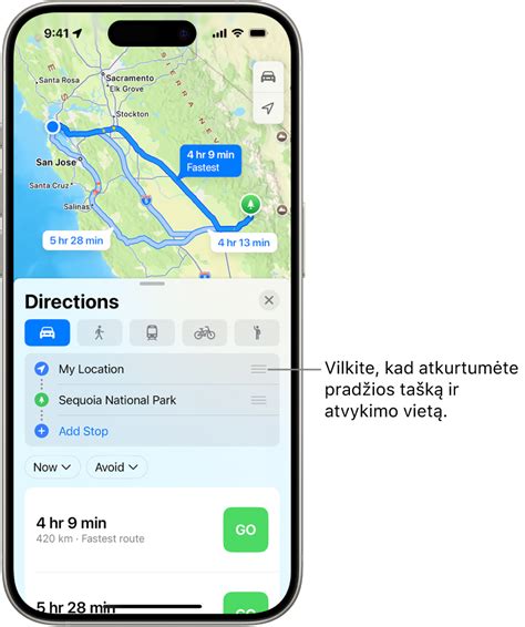 Kelionės užsakymo ekranas Uber programėlėje su atvykimo ir paėmimo vietos pasirinkimu