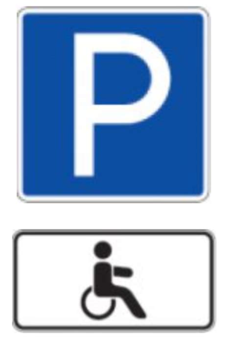 Neįgaliųjų parkavimo vietos ženklas ir automobilis su ženklu „Neįgalusis“