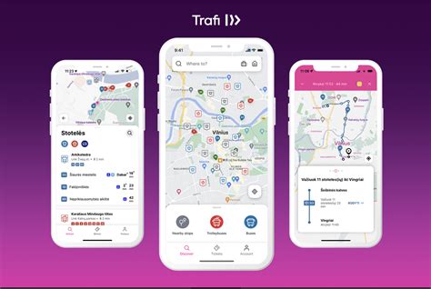 Schema, kaip veikia Trafi programėlė, integruojanti įvairias transporto paslaugas.
