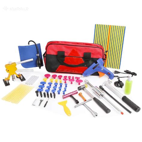 Įrankiai, naudojami PDR technologijoje: svirtys, kabliukai ir klijų sistema