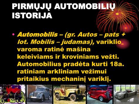 Pirmųjų garu varomų automobilių iliustracija arba schema