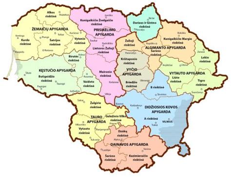 Žemėlapis: Lietuvos partizanų apygardų ir sričių išsidėstymas 1944-1953 m.