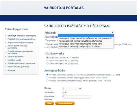 Sistemos PrieziurosZurnalas.lt interfeiso apžvalga