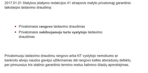 Infografika: 24 mėnesių garantinio laikotarpio eiga ir vartotojo žingsniai nustačius defektą