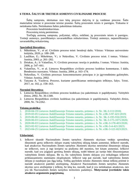 Teisminio proceso schema: ieškovai, atsakovai ir tretieji asmenys ginče dėl žalos atlyginimo