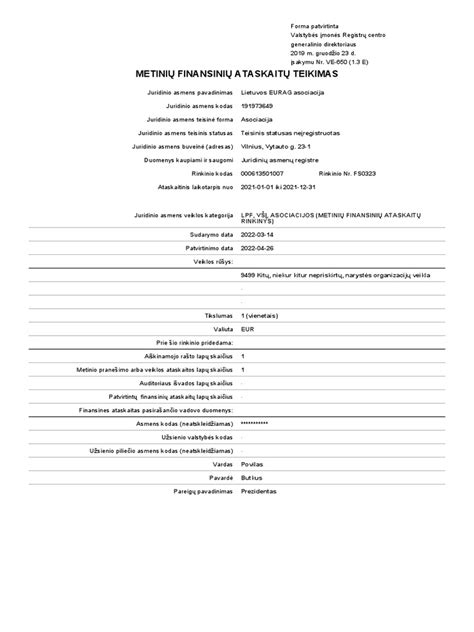 Finansinių rezultatų grafikas (pvz., Registrų centro)