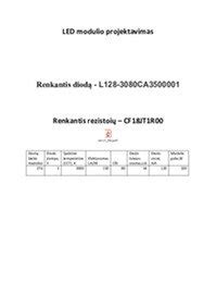 Infografika: LED modulio schema su nurodytais komponentais (pvz., SMD diodai, rezistorius)