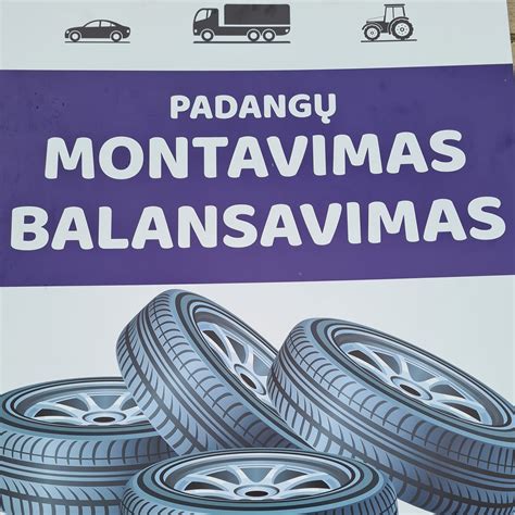Schema, iliustruojanti padangų montavimo ir balansavimo proceso etapus.