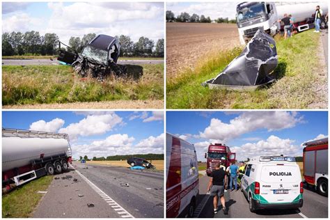 Avarijos „Via Baltica“ kelyje Panevėžio rajone (sunkvežimis ir lengvasis automobilis)
