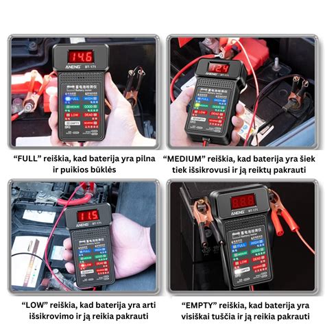 Multimetras, rodantis automobilio akumuliatoriaus įtampą