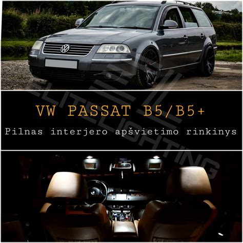 VW Passat B5 salono interjero nuotrauka su modernizuotu apšvietimu