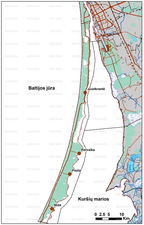 žemėlapis su Neringos įvažiavimo kontrolės postu ir galimais bilietų įsigijimo būdais