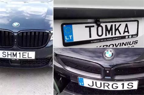 Vardiniai automobilių registracijos numeriai, iliustruojantys verslo pavadinimus ar prekės ženklus
