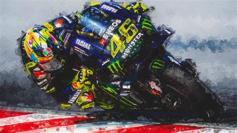 Nuotrauka: Valentino Rossi lenktynių trasoje su 46 numeriu pažymėtu motociklu