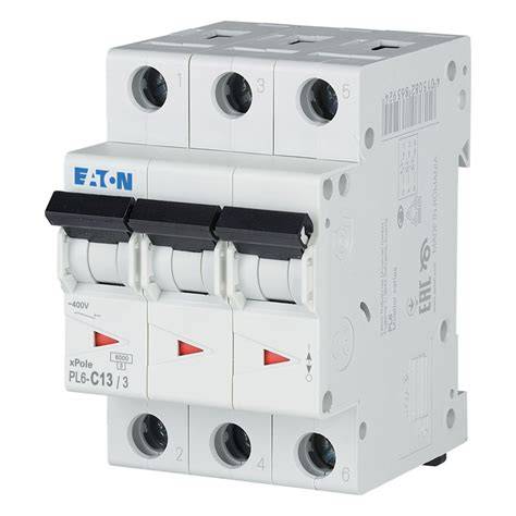 Infografika: Eaton PL6 3P MCB blokų išjungimo geba ir suderinamumas