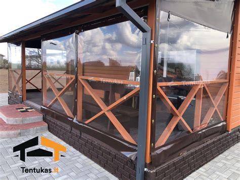permatomas PVC tentas ant pavėsinės