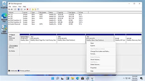 Windows disko valdymo įrankio sąsaja