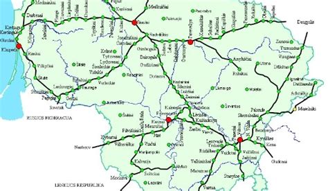 žemėlapis: pagrindiniai logistikos maršrutai iš Lietuvos į Europą ir Skandinaviją