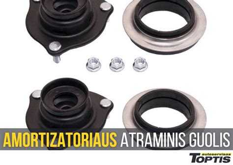 infografika: amortizatoriaus atramos keitimo etapai (išardymas, guolio patikra, surinkimas)
