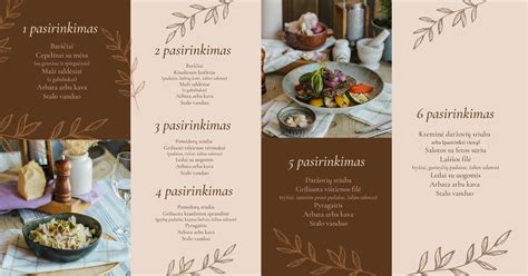 Meniu lentos fragmentas ar patiekalų infografika, atspindinti „Rene“ virtuvės pasiūlą