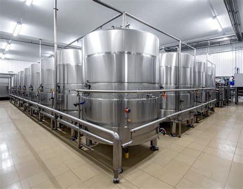Thematic photo of a modern dairy production facility with stainless steel tanks and automated equipment