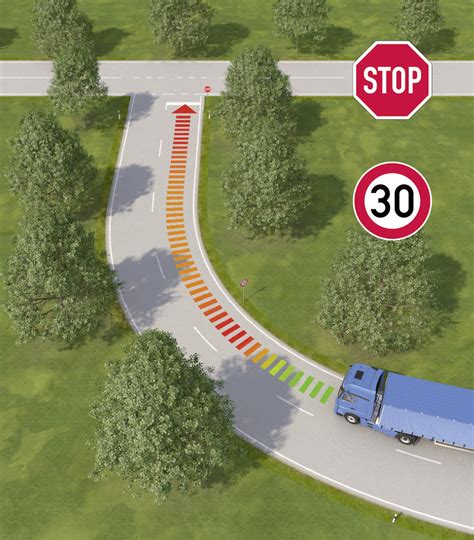 Vizualizacija, kaip veikia „Predictive Powertrain Control“ (PPC) sistema, naudojant GPS ir 3D žemėlapius kelio profiliui analizuoti.