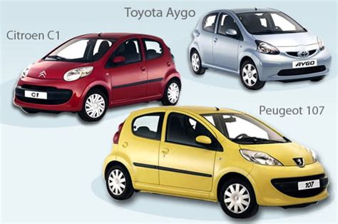 Techninė schema, rodanti Toyota Aygo, Citroen C1 ir Peugeot 107 platformos bendrumą