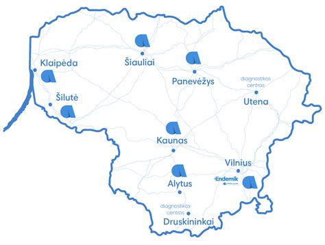 žemėlapis: pagrindiniai logistikos centrai ir atstovybės didžiuosiuose Lietuvos miestuose
