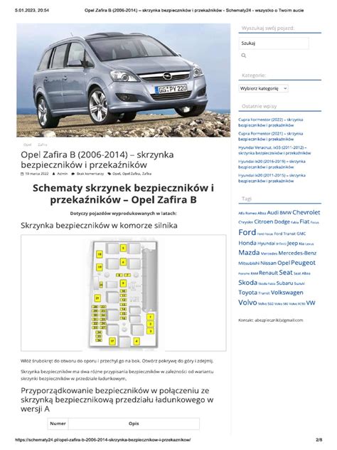 Vizualinė lentelė: dalies pasirinkimo gidas Opel Zafira B
